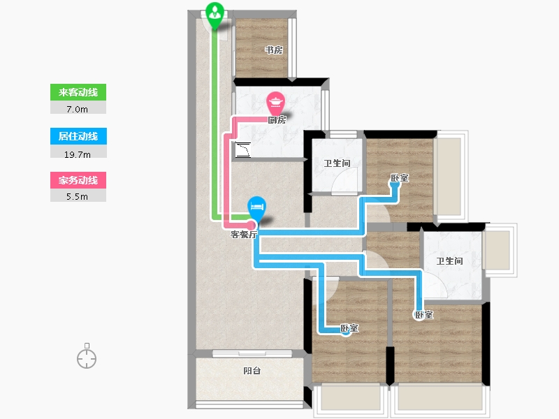 广东省-广州市-珠江·花屿花城-71.00-户型库-动静线