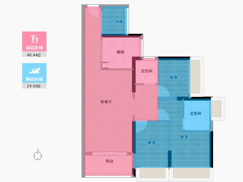 广东省-广州市-珠江·花屿花城-71.00-户型库-动静分区