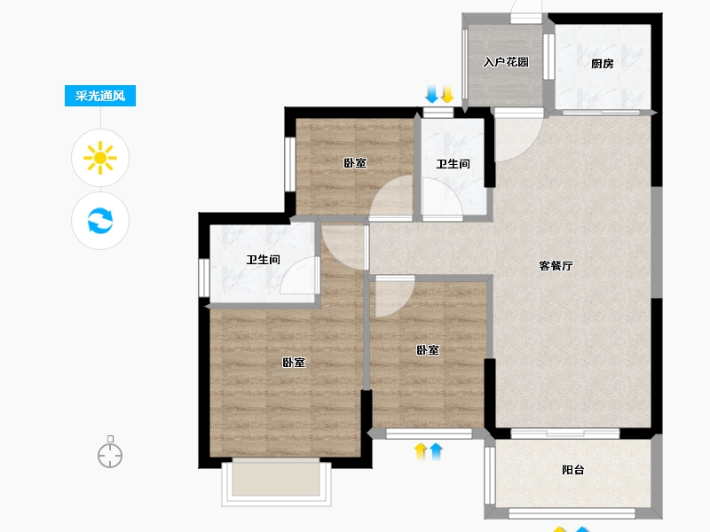 广东省-汕头市-龙腾嘉园-74.27-户型库-采光通风