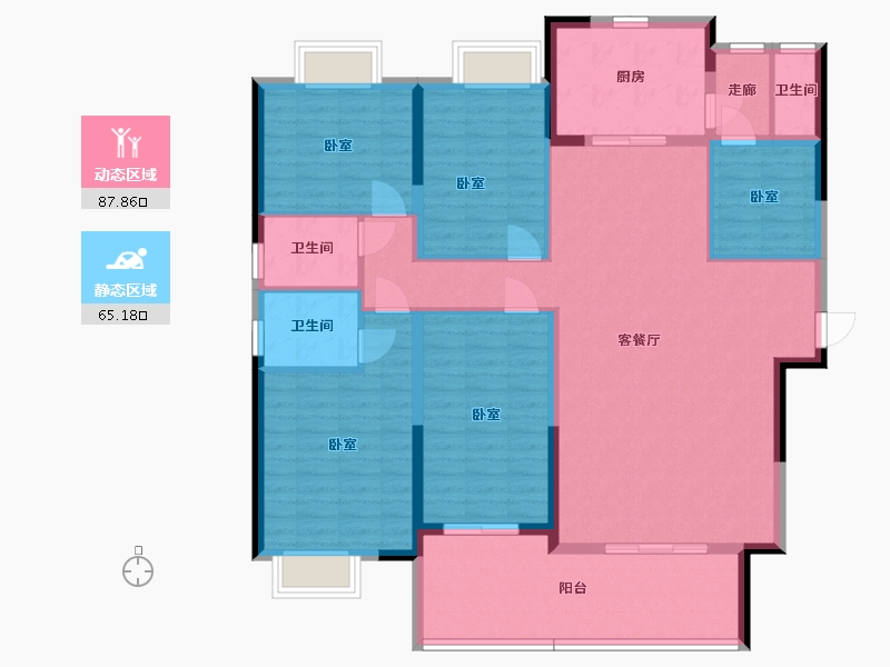 湖南省-岳阳市-南湖名门世家-138.56-户型库-动静分区