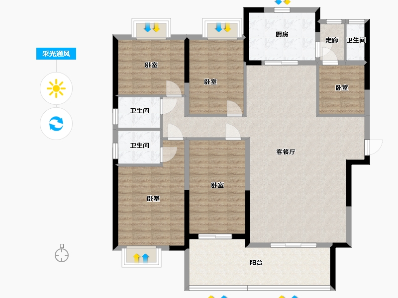 湖南省-岳阳市-南湖名门世家-138.56-户型库-采光通风