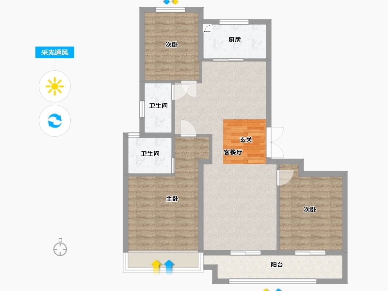 河南省-信阳市-紫水公馆-92.40-户型库-采光通风