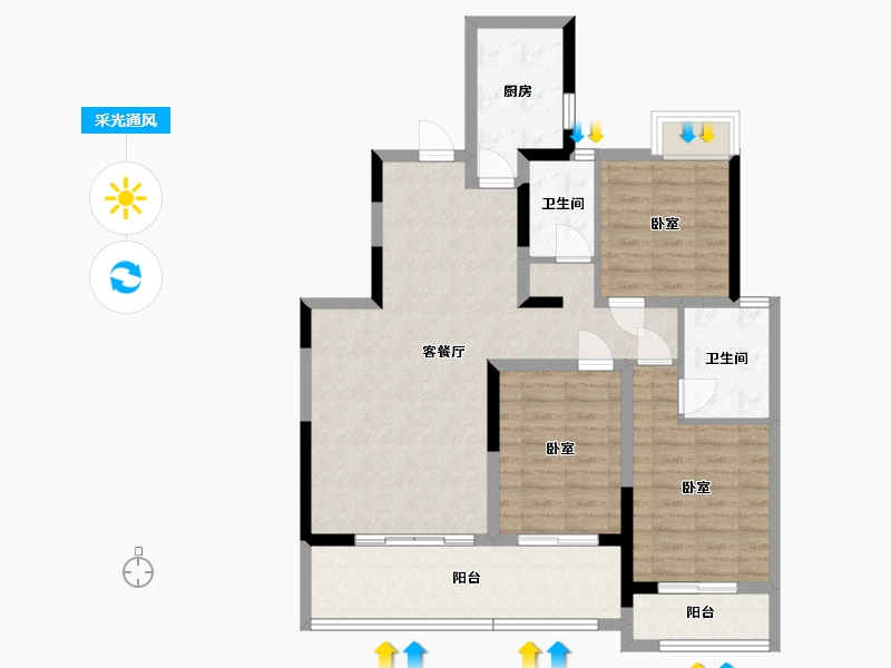 湖南省-岳阳市-南湖名门世家-97.91-户型库-采光通风