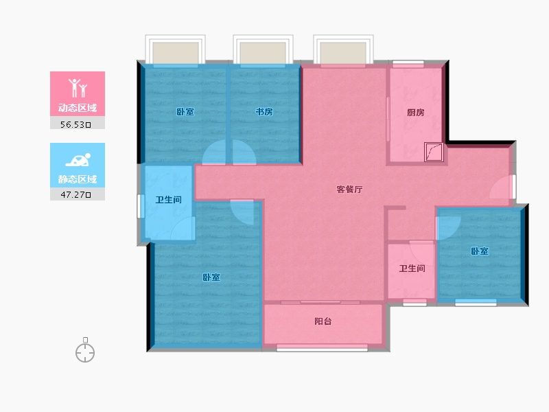 广东省-东莞市-冠科泊樾湾-94.32-户型库-动静分区