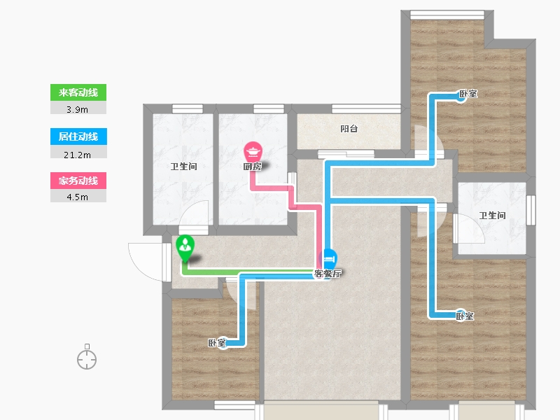 四川省-成都市-炎华置信花千集中心住宅-74.10-户型库-动静线