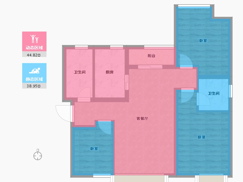 四川省-成都市-炎华置信花千集中心住宅-74.10-户型库-动静分区