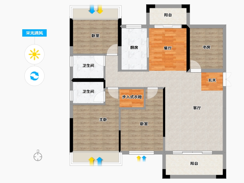 湖南省-衡阳市-长旭·滨江首府 正江湾-110.34-户型库-采光通风