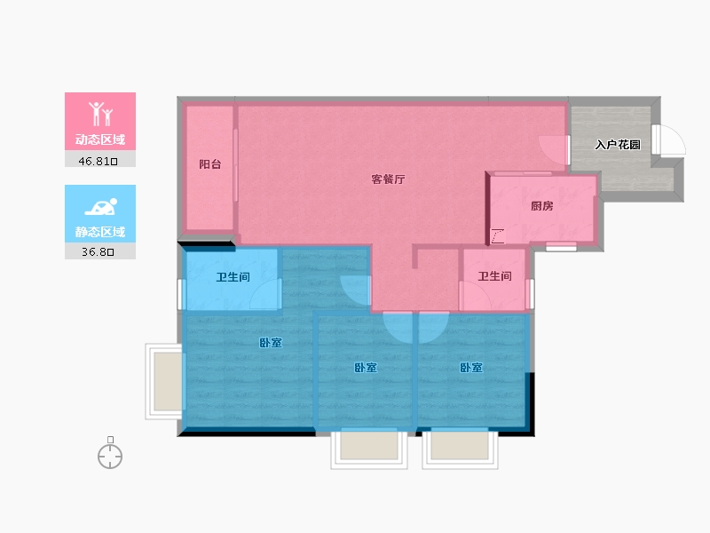 广东省-东莞市-碧桂园狮子洋二期-80.68-户型库-动静分区