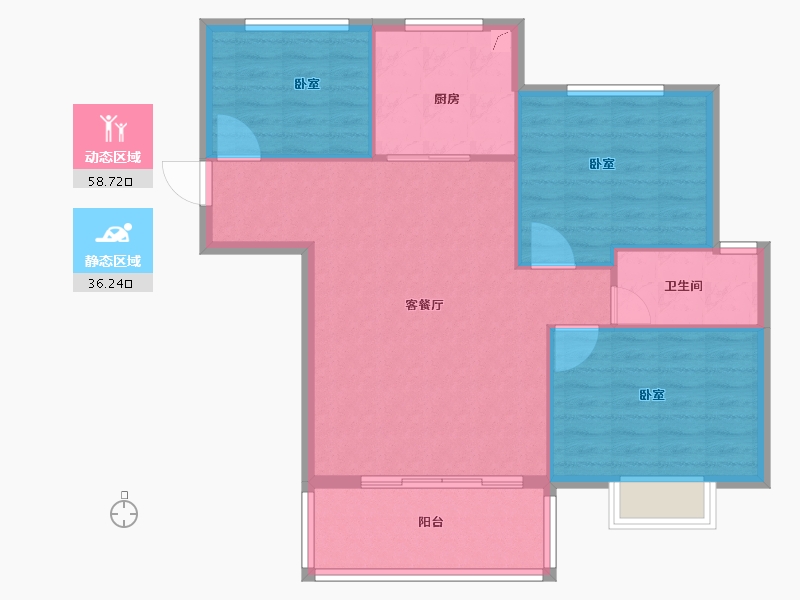 湖北省-孝感市-金都九龙城-87.00-户型库-动静分区