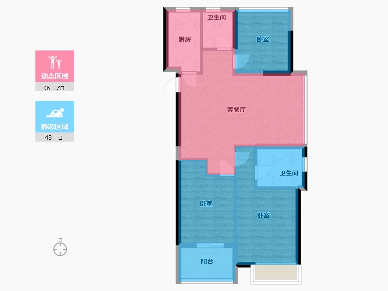 浙江省-嘉兴市-中天·钱塘玥-71.00-户型库-动静分区