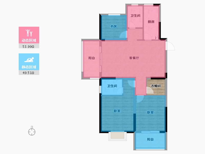 安徽省-宣城市-郎溪今创 香悦荣府-96.01-户型库-动静分区