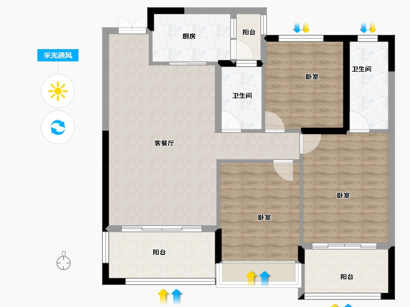 湖南省-衡阳市-雁城首玺-104.94-户型库-采光通风