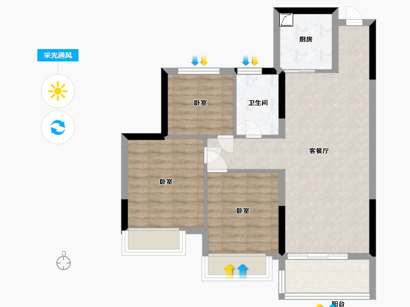 浙江省-嘉兴市-合景尚峰-68.09-户型库-采光通风