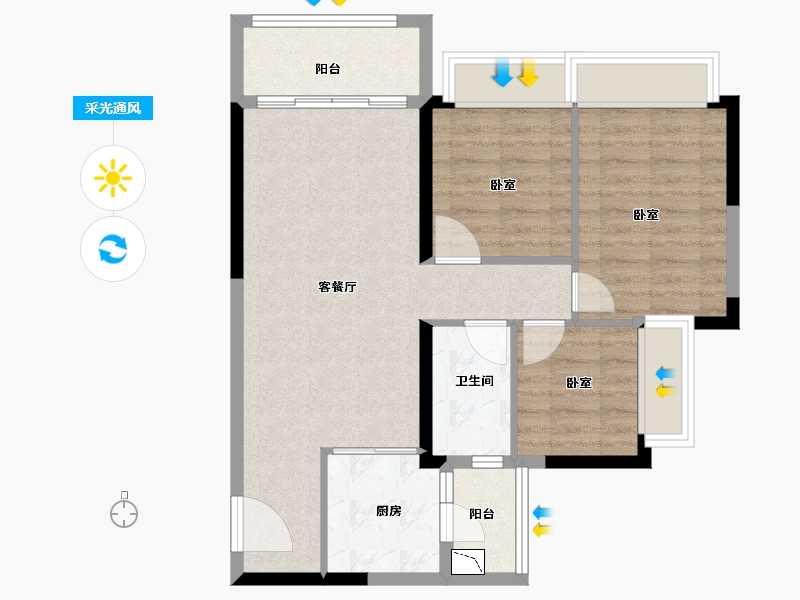 广东省-广州市-敏捷绿湖首府-70.99-户型库-采光通风