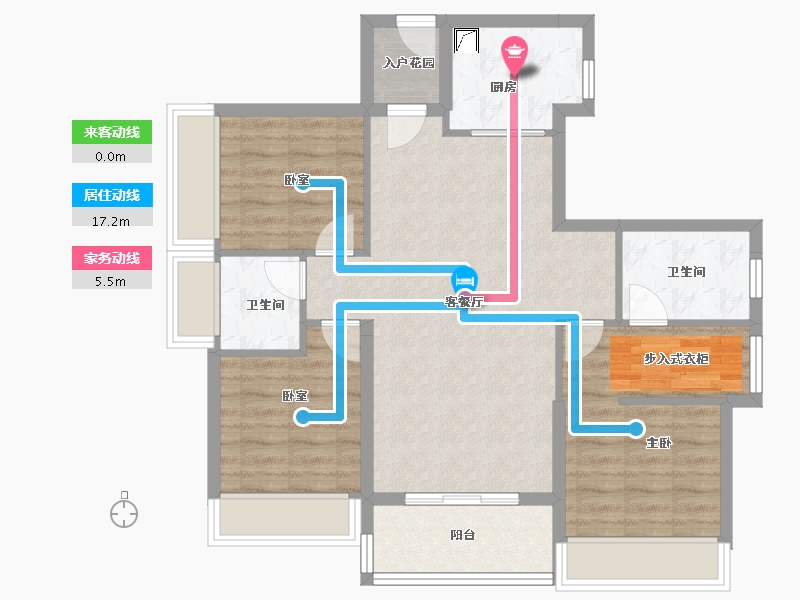 广东省-佛山市-美的壹号公馆-83.90-户型库-动静线