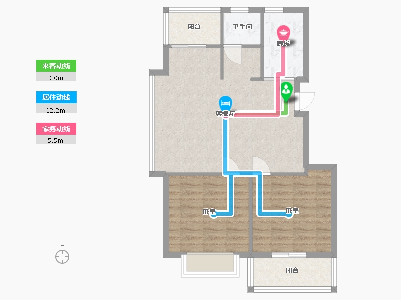 浙江省-嘉兴市-凤凰雅园-69.19-户型库-动静线