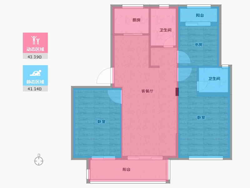 浙江省-嘉兴市-鸿翔香樟里-76.00-户型库-动静分区