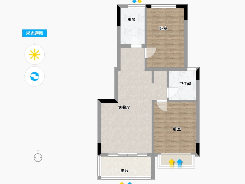 浙江省-嘉兴市-鸿翔·银杏里-58.00-户型库-采光通风