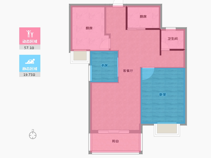 湖北省-孝感市-金都九龙城-69.57-户型库-动静分区