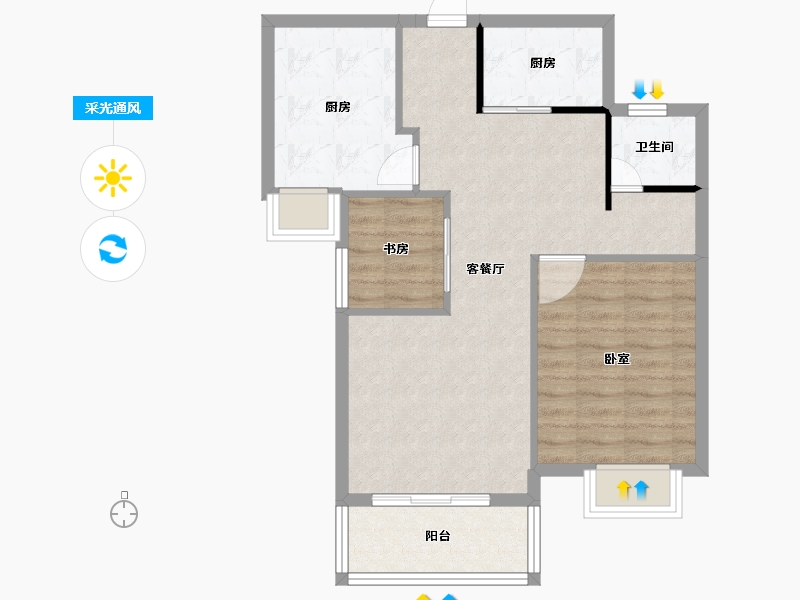 湖北省-孝感市-金都九龙城-69.57-户型库-采光通风