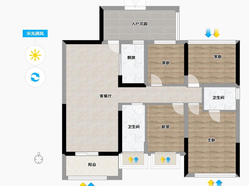 广西壮族自治区-玉林市-中建伴山壹号-90.33-户型库-采光通风