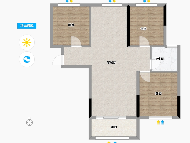 湖北省-武汉市-远洋世界3期悦璟湾-82.00-户型库-采光通风