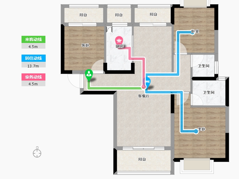 湖南省-常德市-鑫湖缘·时代广场-94.80-户型库-动静线