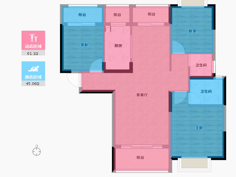 湖南省-常德市-鑫湖缘·时代广场-94.80-户型库-动静分区