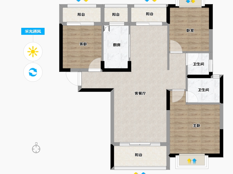 湖南省-常德市-鑫湖缘·时代广场-94.80-户型库-采光通风