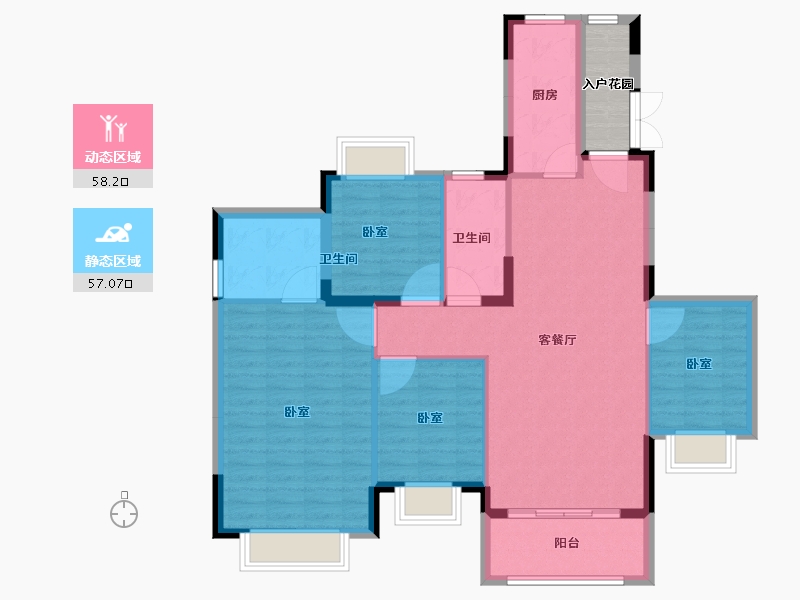 湖南省-常德市-恒大御龙天峰-108.69-户型库-动静分区