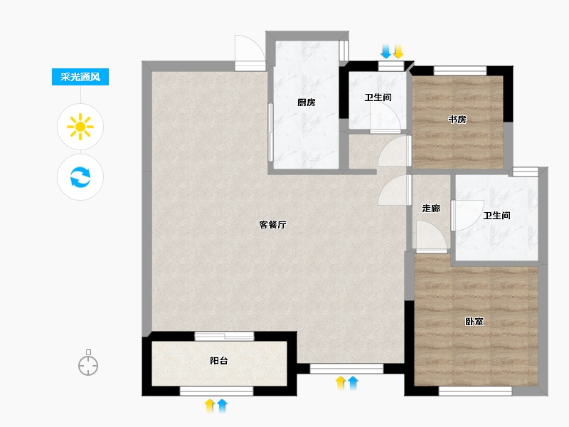 浙江省-衢州市-中梁外滩壹号院-72.96-户型库-采光通风