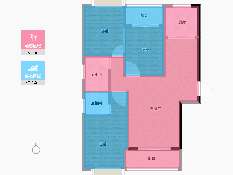 湖南省-常德市-鑫湖缘·时代广场-93.00-户型库-动静分区