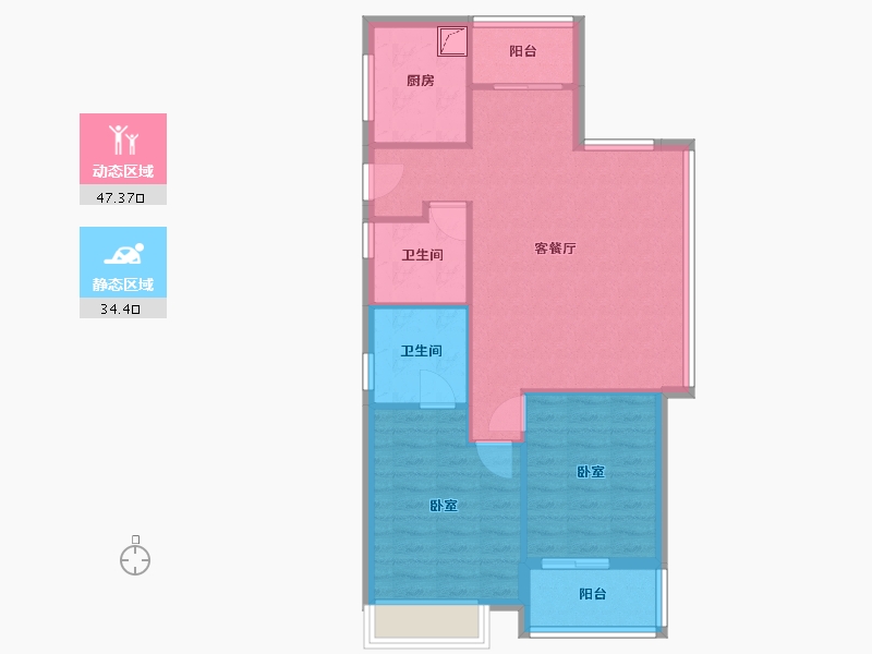 浙江省-嘉兴市-凤凰雅园-73.64-户型库-动静分区