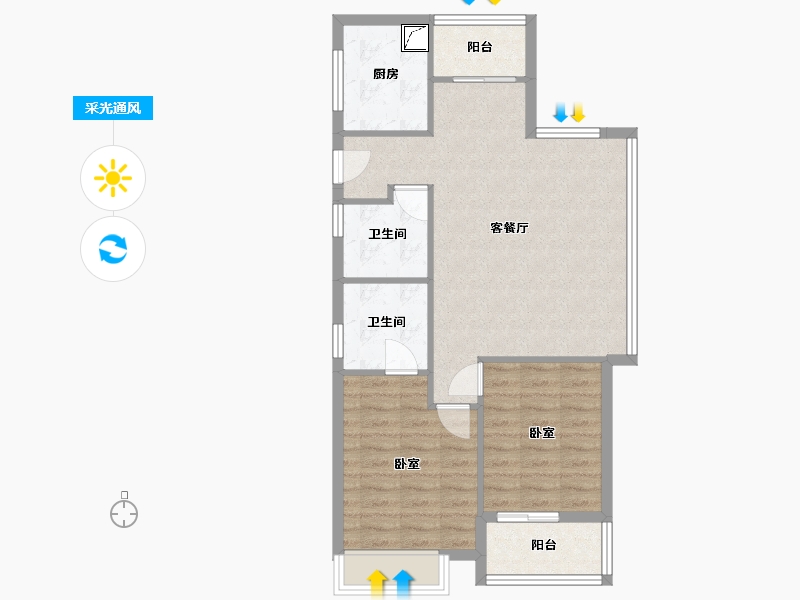 浙江省-嘉兴市-凤凰雅园-73.64-户型库-采光通风