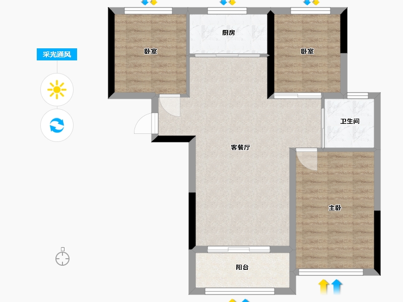 湖北省-武汉市-远洋世界3期悦璟湾-73.00-户型库-采光通风