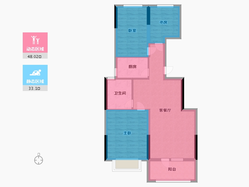 湖北省-武汉市-远洋世界3期悦璟湾-71.99-户型库-动静分区