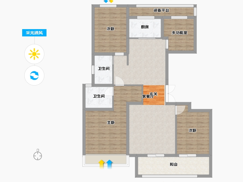 河南省-信阳市-紫水公馆-111.17-户型库-采光通风