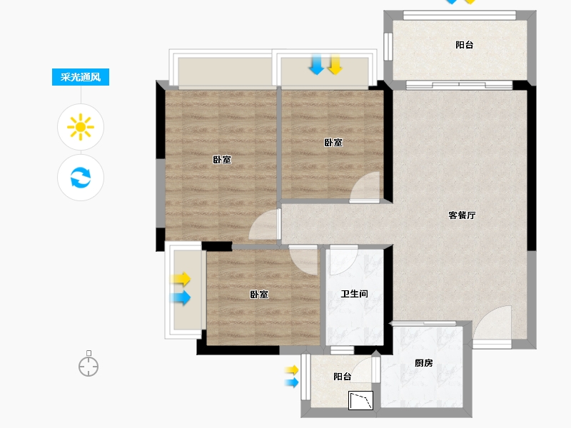 广东省-广州市-敏捷绿湖首府-70.99-户型库-采光通风