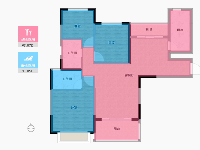 湖南省-怀化市-怀化恒大帝景-94.46-户型库-动静分区