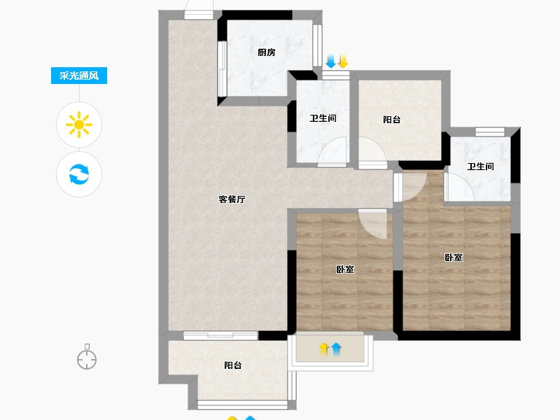 广东省-佛山市-禹洲德信云江府-68.64-户型库-采光通风