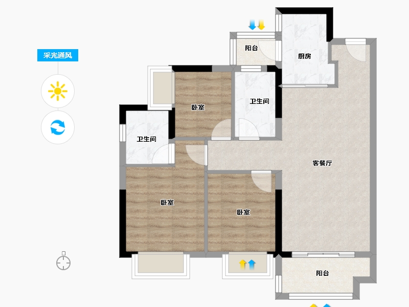 广东省-佛山市-力高君熙府-76.01-户型库-采光通风