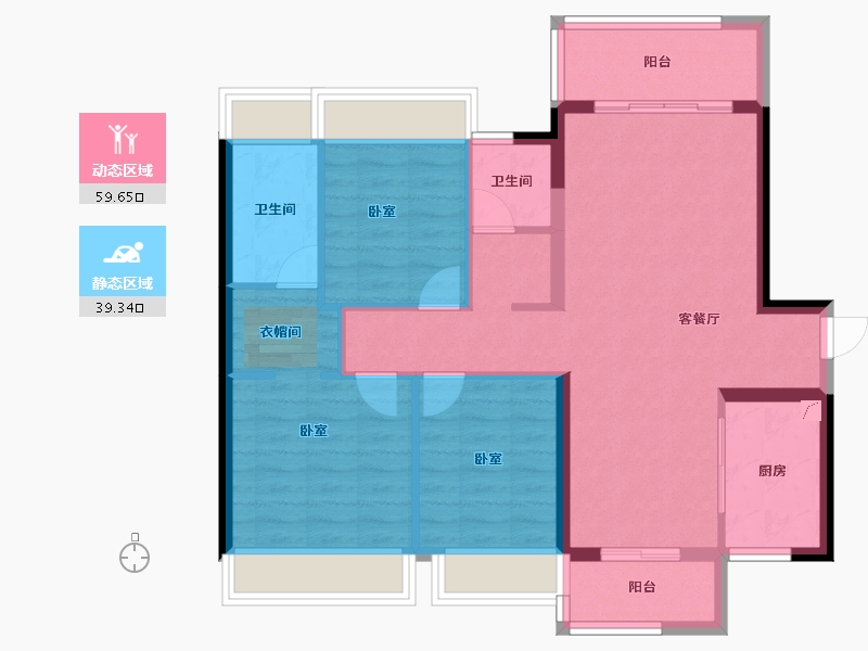 广东省-阳江市-美的·未来中心-88.70-户型库-动静分区