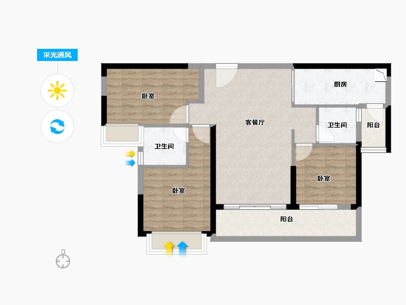 广东省-广州市-敏捷绿湖首府-83.99-户型库-采光通风