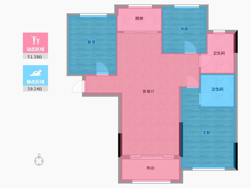 湖北省-武汉市-远洋世界3期悦璟湾-82.00-户型库-动静分区