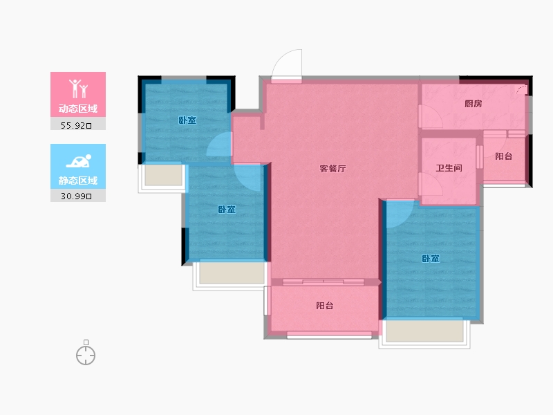 湖南省-怀化市-怀化恒大帝景-77.78-户型库-动静分区