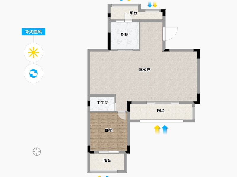 广东省-梅州市-梅州富力雁山湖-105.67-户型库-采光通风