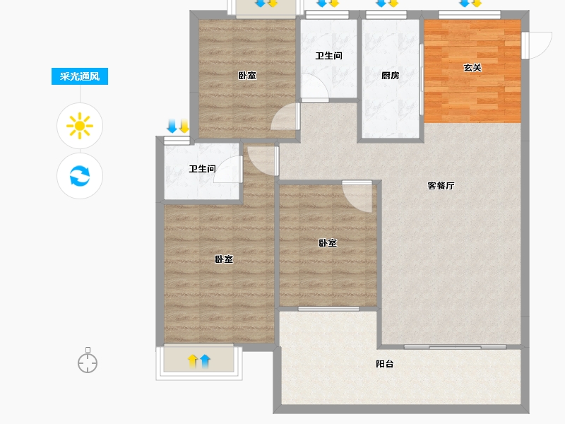 湖南省-邵阳市-江山如画-102.71-户型库-采光通风