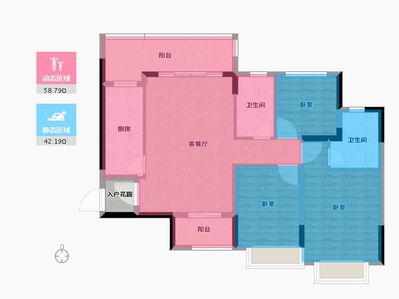 湖南省-怀化市-怀化恒大帝景-92.64-户型库-动静分区