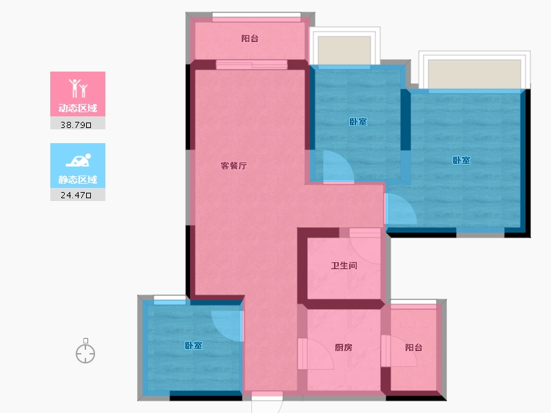 四川省-成都市-炎华置信花千集中心住宅-54.59-户型库-动静分区