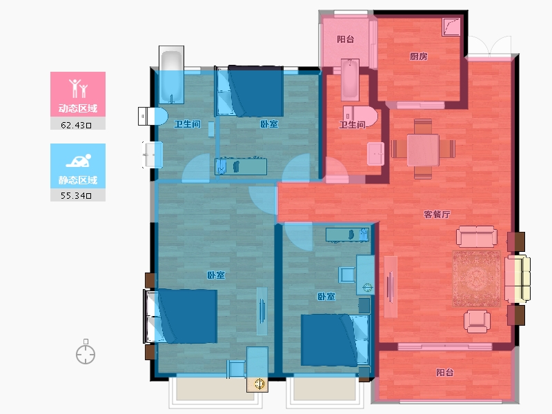 江苏省-宿迁市-恒大悦澜湾花园-106.00-户型库-动静分区